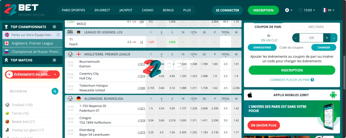 22Bet Cotes Élevées 22Bet Cotes Élevées